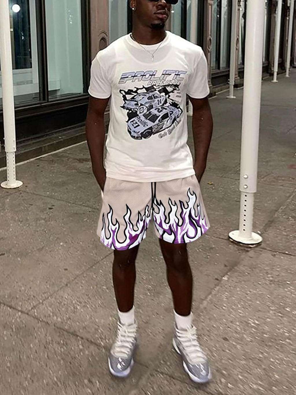 FlameWave Retro Athletic Casual Shorts