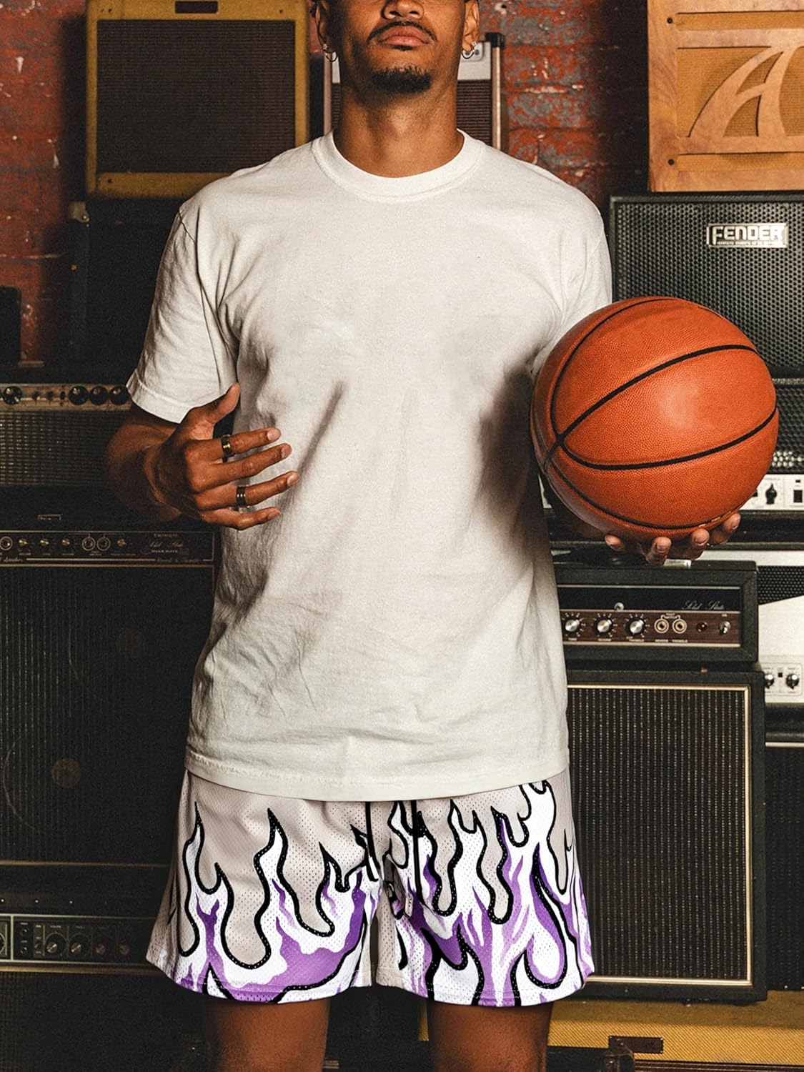 FlameWave Retro Athletic Casual Shorts