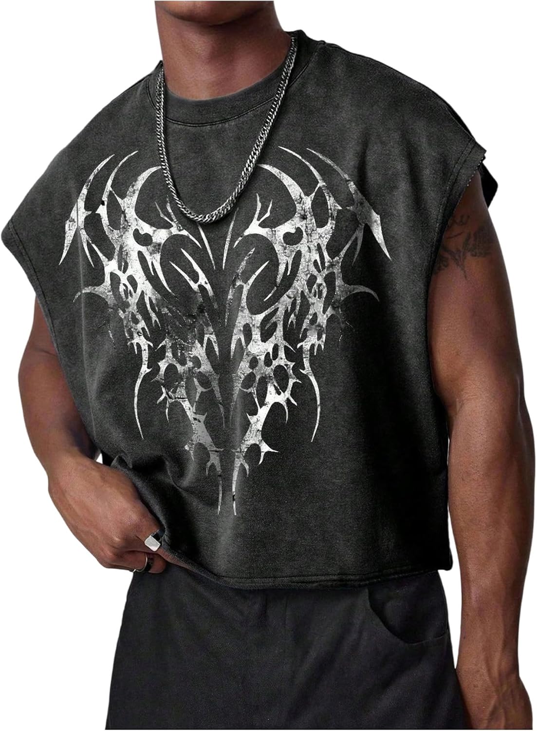 Grunge Graphic Cropped Street Tank